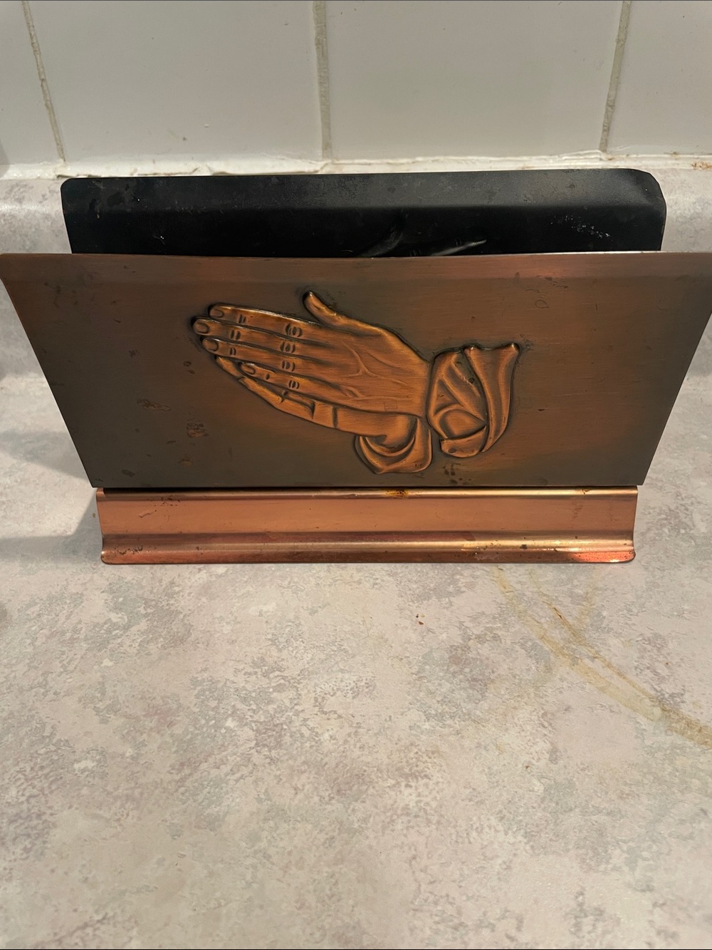 Vintage Coppercraft Guild Praying Hands Copper Metal Holder